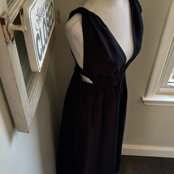 ZARA LINEN BLEND CUT OUT Maxi DRESS Black NWT - Picture 10 of 16